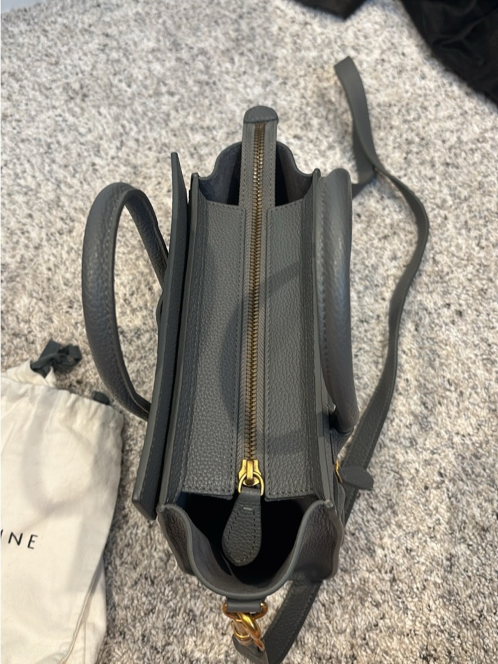 Celine Nano luggage bag purse Kohl gray crossbody mini small - Picture 9 of 11